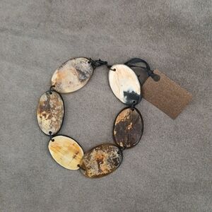 Handmade Natural Horn Oval Bracelet Made In Haiti NEW